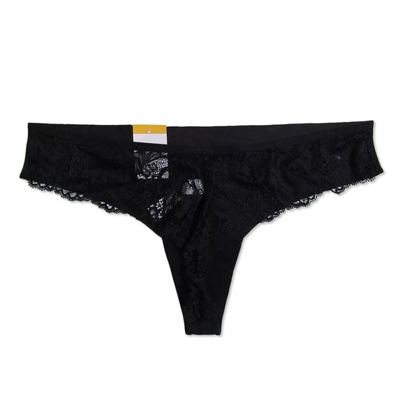 NWT Black Lace-Back Thong Panties - Women's Size L (12/14) - Auden Intimates - Picture 4 of 5